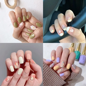 Nail Stickers Full Wraps Adhesive Finger Decals Waterproof Matte Daisy Floral Polka Dot Geometric French DIY Art