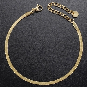 2.5mm gold plated stainless steel snake chain bracelet with adjustable lobster clasp
