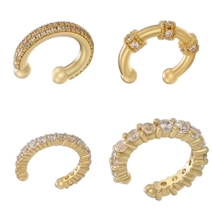 Fashion Brass Zircon C Shaped Ear Cuff Clip On Earrings Non Pierced Cartilage Minimalist Commuter Style Women Jewelry