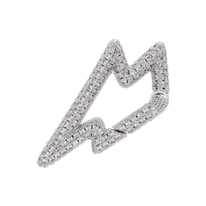 Silver-plated lightning bolt jewelry clasp with micro-pave white zircon stones
