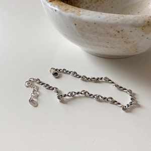 Handmade 925 sterling silver twisted rope chain bracelet with lobster clasp and tag