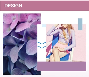 Detail of long sleeve purple top with letters and pink ruffle swim skirt for girls