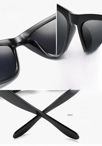 Detail view of ergonomic nose pads and comfortable temples on retro black sunglasses