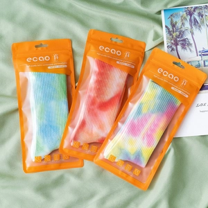 Three-pack tie-dye cotton mid-calf socks with ribbed texture in branded zipper bags