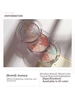 Macro detail of multicolored crystal diamond highlighter powder with geometric facet texture