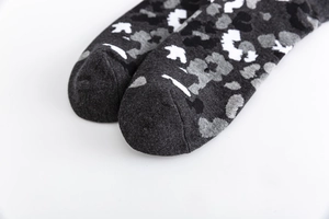 Detailed macro view of the seamless toe construction on these cotton crew socks