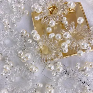Elastici Per Capelli A Spirale Trasparenti Con Künstliche Perle Finte Fasce Elastiche A Cavo Telefonico Per Donne Stile Coreano Elegante