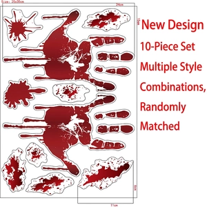 Detailed sheet layout of Halloween bloody handprint stickers with dimensions 25x35cm