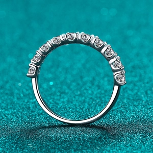 Elegant S925 sterling silver half eternity ring with 1 carat moissanite stones in silver