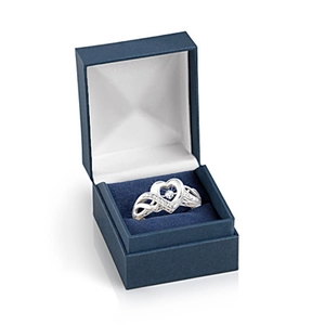 Zilveren oneindigheid hartring met kristallen steen in blauwe geschenkdoos