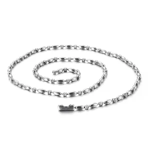 Stainless Steel Ball Chain Necklace Polished Round Bead Link Rice Grain Minimalist Hip Hop Jewelry For Men Women