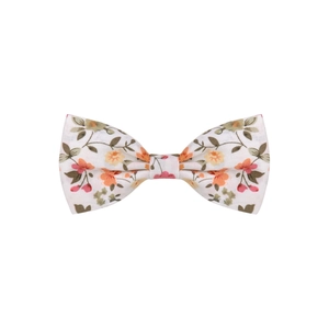 Floral bow headband set for kids with pink and orange flower patterns on white elastic band