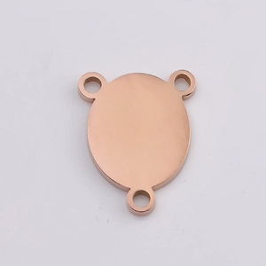 Polished rose gold oval jewelry connector with three loops for necklace and earring making