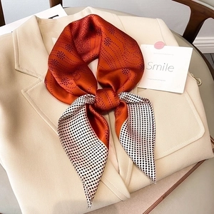 Polka Dot Square Scarf Simulated Satin Satin Decorative Hair Band Head Wrap Bag Accessory For Women