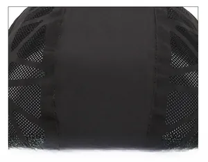 Detail of the high-quality stitching and breathable mesh fabric on the black quick-dry cap