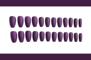 Juego de 24 piezas de uñas postizas cortas estilo bailarina en color morado mate