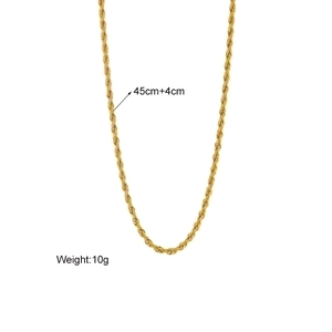 Elegant 45cm gold stainless steel rope chain necklace with polished minimalist texture