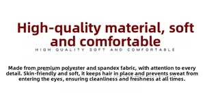 Detail text showing polyester spandex material specs for yoga fitness headband