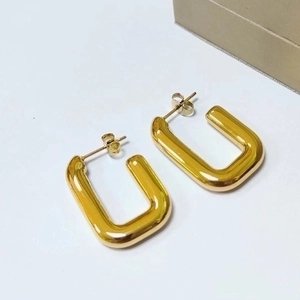 Chunky 18k gold plated stainless steel geometric U-shaped hoop earrings for women fashion jewelry