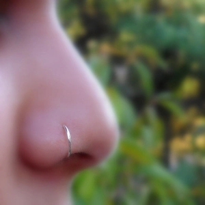 Safety disposable nose piercing gun tool with a minimalist silver steel nose ring stud