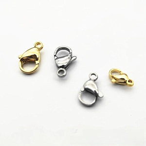 Polished stainless steel lobster clasps in gold and silver for DIY jewelry making