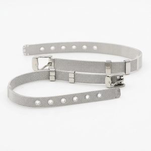 Adjustable stainless steel mesh bracelet with pin buckle and classic metal watch band style