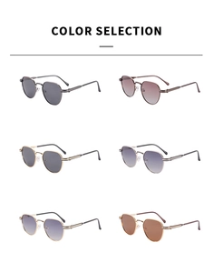 Color selection of retro polygon metal sunglasses featuring six varied lens and frame options
