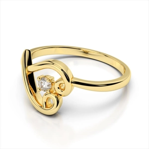 Elegante anello a cuore in oro 18 carati con zircone scintillante per donna