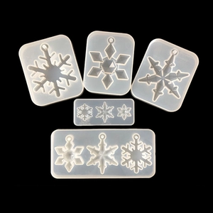 5-piece snowflake silicone resin mold set for DIY pendants with hanging holes