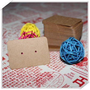 Brown kraft paper earring display cards with dual holes and rounded edges for jewelry packing