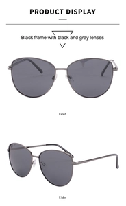 Vues de face et de profil de lunettes aviateur vintage avec monture en métal noir et plaquettes