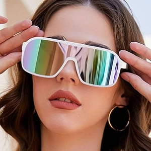 Oversized Shield Sunglasses PC Frame Integrated Lens UV400 Protection For Outdoor Sports Cycling Driving Trendy Fashion Unisex