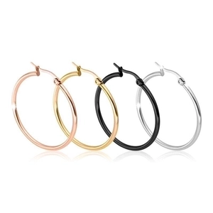 Hoop Earrings Stainless Steel Round Large Oversized Minimalist Fashion Jewelry For Women