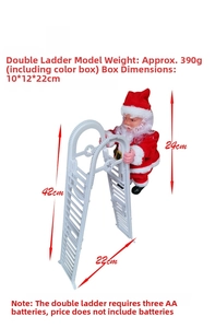 Detailed view showing dimensions 42x22cm of the electric climbing Santa Claus toy