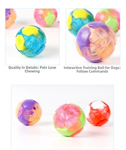 Detailed close-up of colorful rubber dog toy ball with textured surface for dental health