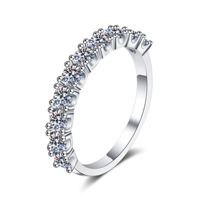 Classic 925 sterling silver eternity band with sparkling round cut moissanite stones