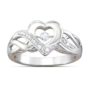 Hartvorm Infinity Ring Legering Hol Ontwerp Met Zirkonia Rhinestones Mode Sieraden Voor Vrouwen Cadeau