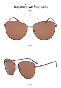Vues de face et de côté de lunettes aviateur en métal marron avec plaquettes silicone