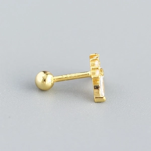 Elegant gold plated s925 silver cross stud earring with sparkling zircons and screw back