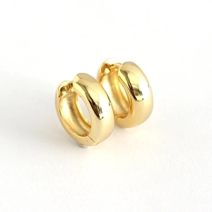 Minimalist S925 sterling silver gold-plated polished round huggie hoop earrings