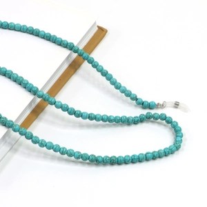 Chaîne Lunettes Perles Turquoise Cordon Lunettes Mode Support Antidérapant Fait Main Accessoires Métal Femmes