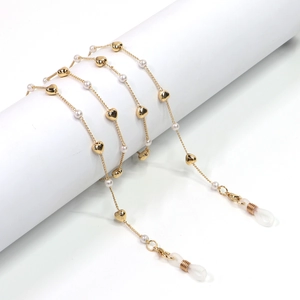 Goldene Brillenkette Legierung Mit Herzanhängern Und Kunstperlen Rutschfeste Brillenkordel Damen Maskenband