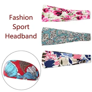 Elastic floral yoga headbands for women with various stylish botanical print patterns