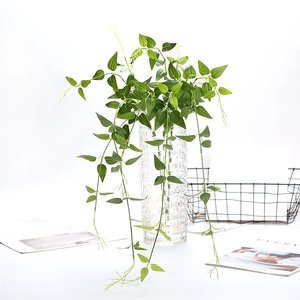 Artificial Clematis Vine Satin Cloth Plastic Long Hanging Greenery Wall Home Wedding Decoration Realistic Nordic Style