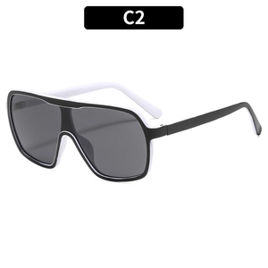 Oversized one-piece wrap sunglasses in black and white for outdoor sports and cycling