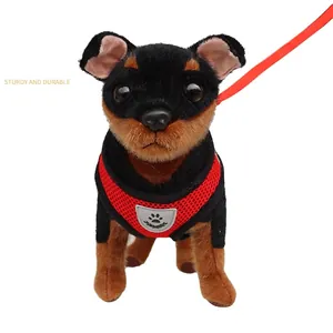 Red breathable mesh pet harness with paw print pattern and sturdy matching leash