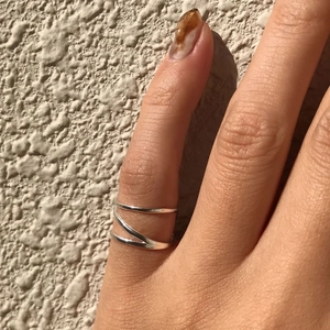 925 Sterling Silver Ring Multi Layer Crisscross Minimalist French Style Pinky Ring For Women