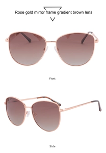 Vue détaillée de montures aviateur or rose avec verres dégradés marron et bouts en écaille