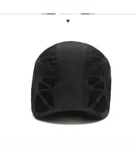 Front view of black quick-dry mesh beret hat for summer sun protection and breathable wear