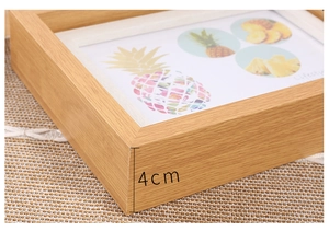 Detailansicht eines 4 cm dicken nordischen Holzfotorahmens mit Tiefe und Maserung